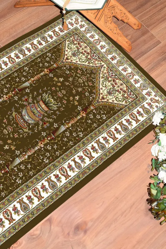 Digitally Printed Washable Classic Pattern Prayer Rug 70x130, SECCADE-30-BROWN,-BROWN - 2