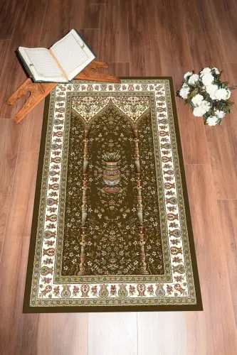 Digitally Printed Washable Classic Pattern Prayer Rug 70x130, SECCADE-30-BROWN,-BROWN - 3