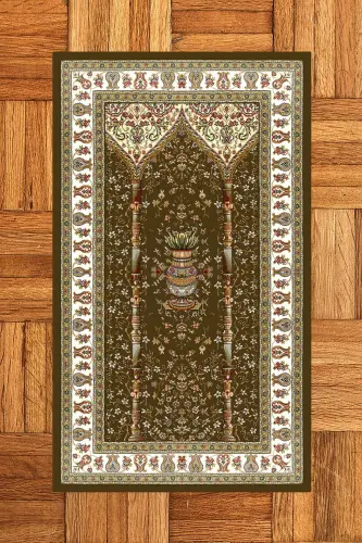 Digitally Printed Washable Classic Pattern Prayer Rug 70x130, SECCADE-30-BROWN,-BROWN - 4