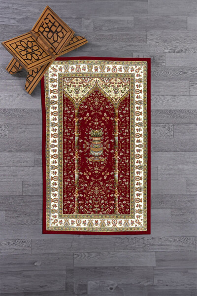 Digitally printed washable classic patterned prayer rug 70x130, SECCADE-30-RED, - 6