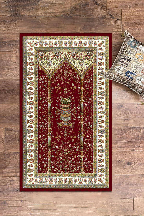 Digitally printed washable classic patterned prayer rug 70x130, SECCADE-30-RED, - 7