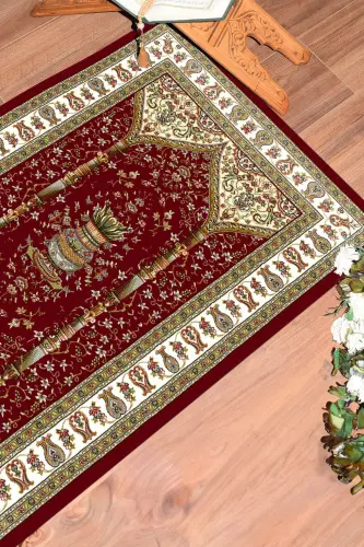 Digitally printed washable classic patterned prayer rug 70x130, SECCADE-30-RED, - 3