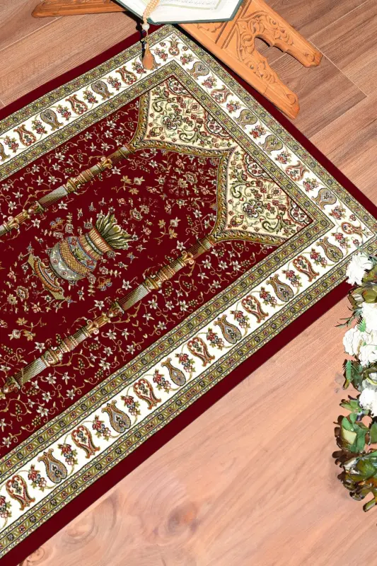 Digitally printed washable classic patterned prayer rug 70x130, SECCADE-30-RED, - 3