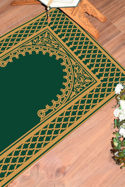 Digitally Printed Washable Cleanable Modern Prayer Mat 70x130 cm. , SECCADE-7-GREEN, - 6