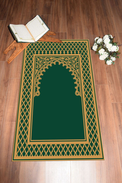 Digitally Printed Washable Cleanable Modern Prayer Mat 70x130 cm. , SECCADE-7-GREEN, - 7