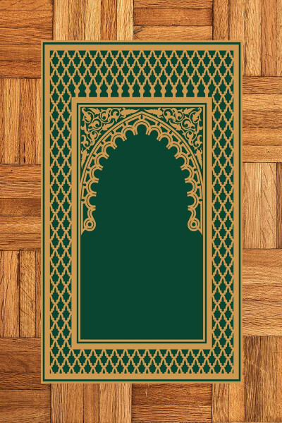 Digitally Printed Washable Cleanable Modern Prayer Mat 70x130 cm. , SECCADE-7-GREEN, - 8