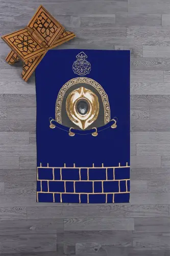 Digitally Printed Washable Elegant Design Prayer Rug Prayer Mat 70x130cm, Prayer Rug-49-blue,-BLUE - 3