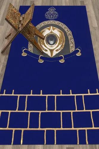 Digitally Printed Washable Elegant Design Prayer Rug Prayer Mat 70x130cm, Prayer Rug-49-blue,-BLUE - 6