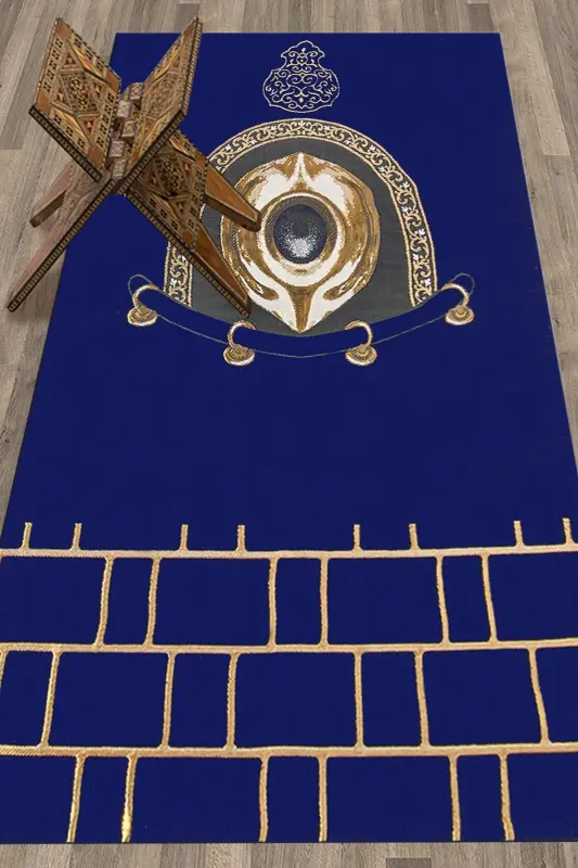 Digitally Printed Washable Elegant Design Prayer Rug Prayer Mat 70x130cm, Prayer Rug-49-blue,-BLUE - 6