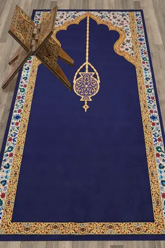 Digitally Printed Washable Elegant Motif Prayer Rug 70x130 Cm, Seccade-18-mor,-MOR - 3