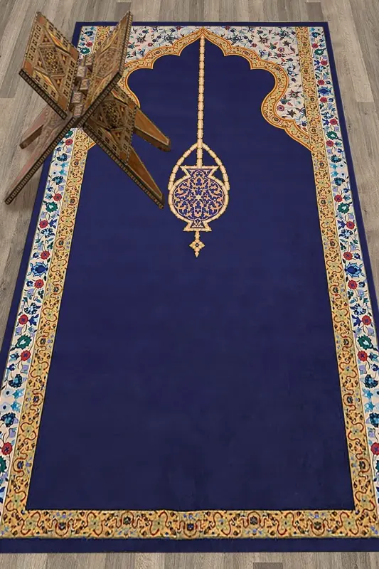 Digitally Printed Washable Elegant Motif Prayer Rug 70x130 Cm, Seccade-18-mor,-MOR - 3