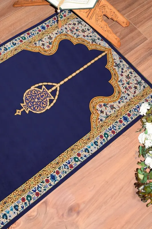 Digitally Printed Washable Elegant Motif Prayer Rug 70x130 Cm, Seccade-18-mor,-MOR - 4