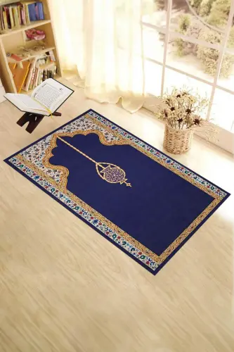 Digitally Printed Washable Elegant Motif Prayer Rug 70x130 Cm, Seccade-18-mor,-MOR - 7