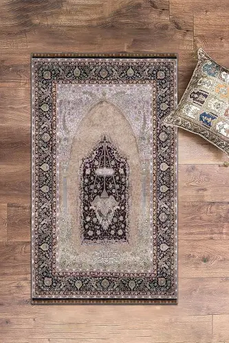Digitally Printed Washable Gift Classic Prayer Rug 70x130cm, SECCADE-33-BROWN,-BROWN - 6