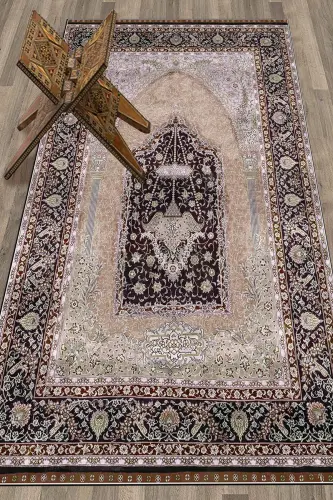 Digitally Printed Washable Gift Classic Prayer Rug 70x130cm, SECCADE-33-BROWN,-BROWN - 8