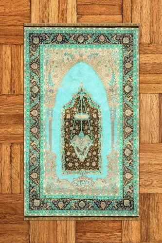 Digitally Printed Washable Gift Classic Prayer Rug 70x130cm, SECCADE-33-TURKUAZ,-TURKUAZ - 3