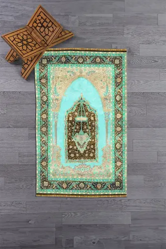 Digitally Printed Washable Gift Classic Prayer Rug 70x130cm, SECCADE-33-TURKUAZ,-TURKUAZ - 5