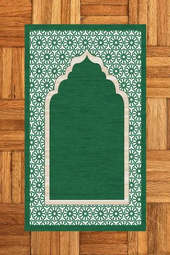 Digitally Printed Washable Gift Elegant Prayer Rug 70x130 cm, SECCADE-17-YEŞİL,-YEŞİL - 6