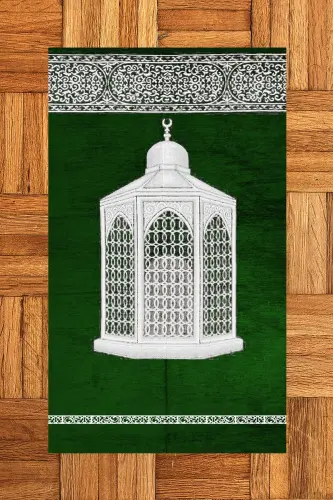 Digitally Printed Washable Gift Elegant Prayer Rug Prayer Mat 70x130cm - GREEN - 3