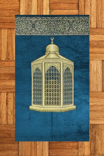 Digitally Printed Washable Gift Elegant Prayer Rug Prayer Rug 70x130, Prayer Rug-41-blue,-BLUE - EY HOME (1)