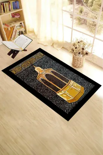 Digitally Printed Washable Gift Prayer Rug 70x130cm - BLACK - 3