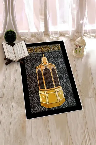 Digitally Printed Washable Gift Prayer Rug 70x130cm - BLACK - 6