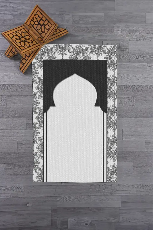 Digitally Printed Washable Gift Prayer Rug 70x130cm, SECCADE-25-GRİ,-GRİ - 7