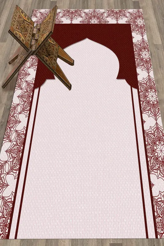 Digitally Printed Washable Gift Prayer Rug 70x130cm, SECCADE-25-KIRMIZI,-KIRMIZI - EY HOME