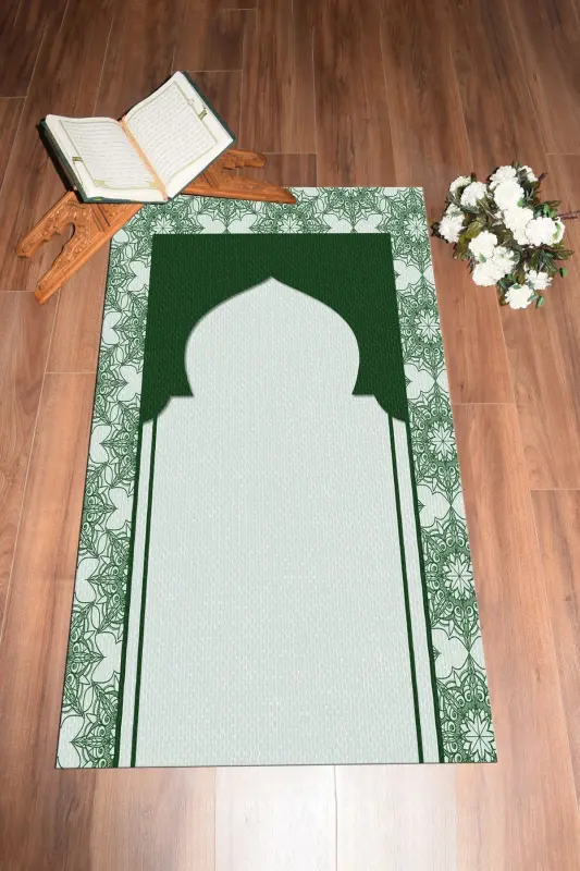 Digitally Printed Washable Gift Prayer Rug 70x130cm, SECCADE-25-YEŞİL,-YEŞİL - 4