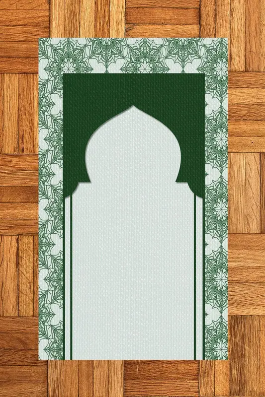 Digitally Printed Washable Gift Prayer Rug 70x130cm, SECCADE-25-YEŞİL,-YEŞİL - 5