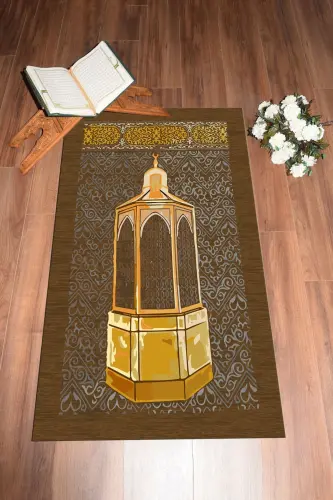 Digitally Printed Washable Gift Prayer Rug Seccade 70x130cm - BROWN 