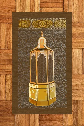 Digitally Printed Washable Gift Prayer Rug Seccade 70x130cm - BROWN - 3