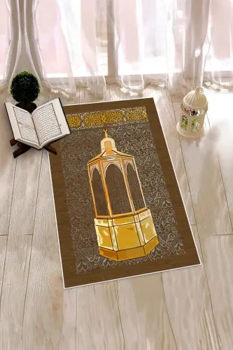 Digitally Printed Washable Gift Prayer Rug Seccade 70x130cm - BROWN - 7