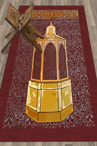 Digitally Printed Washable Gift Prayer Rug Seccade 70x130cm - RED - 8