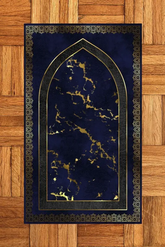 Digitally Printed Washable Modern Pattern 70x130 Prayer Rug, Prayer Rug-3-navy blue,-NAVY BLUE - 8