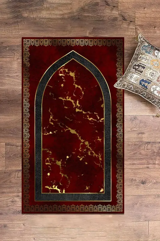 Digitally Printed Washable Modern Pattern 70x130 Prayer Rug, Prayer Rug-3-red,-RED - 3