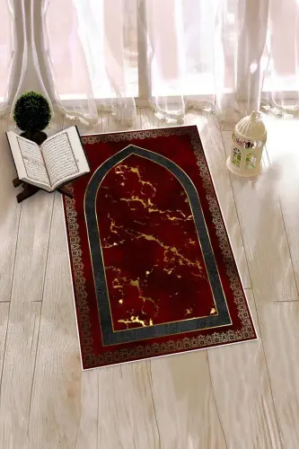 Digitally Printed Washable Modern Pattern 70x130 Prayer Rug, Prayer Rug-3-red,-RED - 4