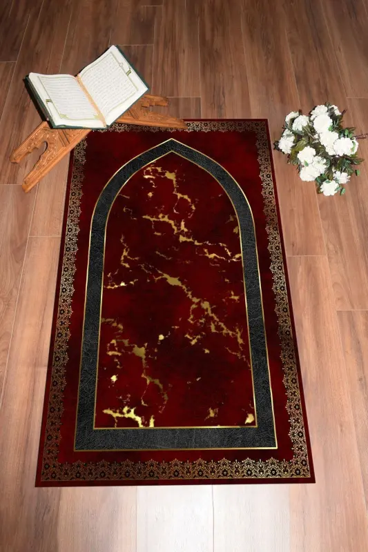 Digitally Printed Washable Modern Pattern 70x130 Prayer Rug, Prayer Rug-3-red,-RED - 7