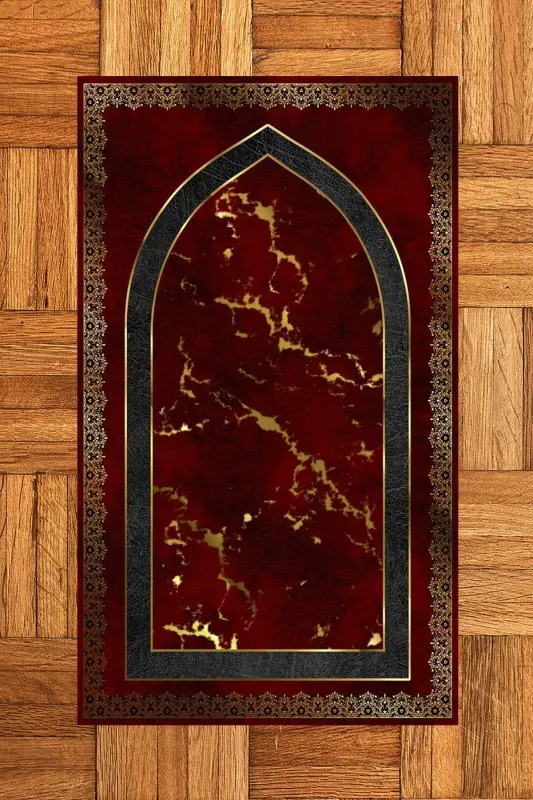 Digitally Printed Washable Modern Pattern 70x130 Prayer Rug, Prayer Rug-3-red,-RED - 8