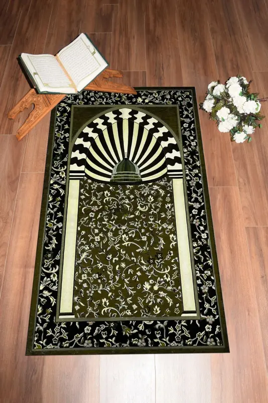 Digitally Printed Washable Mosque Motivated Gift Prayer Rug Prayer Mat 70x130cm - BROWN - 3