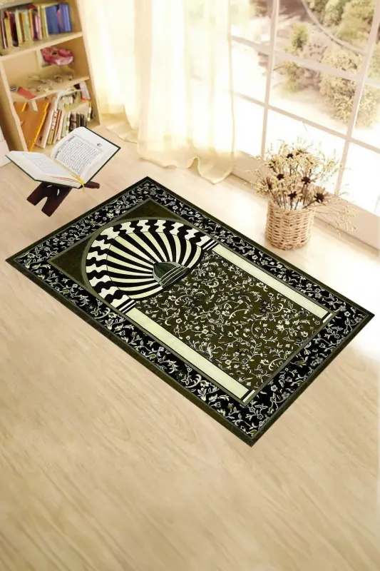 Digitally Printed Washable Mosque Motivated Gift Prayer Rug Prayer Mat 70x130cm - BROWN - 5