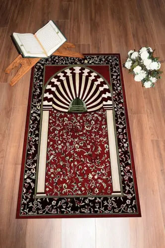 Digitally Printed Washable Mosque Motivated Gift Prayer Rug Prayer Mat 70x130cm - RED - 3