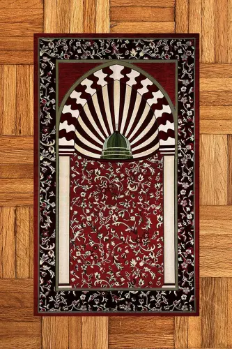 Digitally Printed Washable Mosque Motivated Gift Prayer Rug Prayer Mat 70x130cm - RED - 4