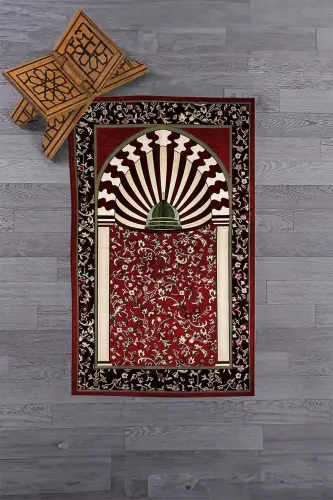 Digitally Printed Washable Mosque Motivated Gift Prayer Rug Prayer Mat 70x130cm - RED - 6