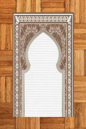 Digitally Printed Washable Motif Gift Prayer Rug 70x130, SECCADE-27-BROWN,-BROWN - 4
