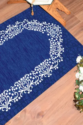Digitally Printed Washable Plain Elegant Prayer Rug 70x130 cm. , SECCADE-12-MAVİ,-MAVİ - 5
