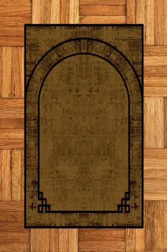 Digitally Printed Washable Plain Pattern Gift Prayer Rug 70x130, SECCADE-39-BROWN,-BROWN - EY HOME (1)