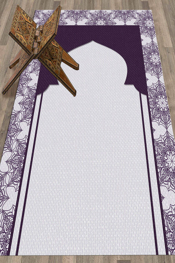 Digitally Printed Washable Prayer Rug 70x130cm, SECCADE-25-PURPLE - 2