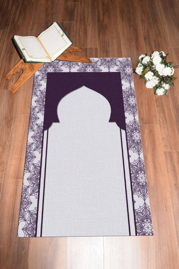 Digitally Printed Washable Prayer Rug 70x130cm, SECCADE-25-PURPLE - 4