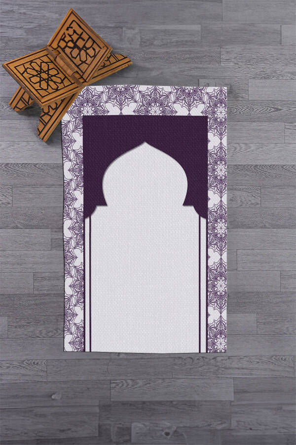 Digitally Printed Washable Prayer Rug 70x130cm, SECCADE-25-PURPLE - 7